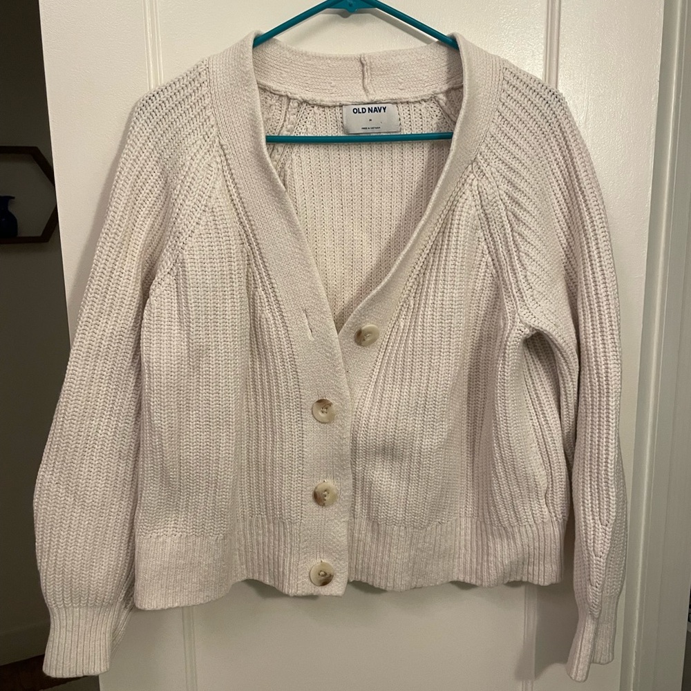 Old Navy - Cream Shaker Stitch Cardigan Sweater - Size M